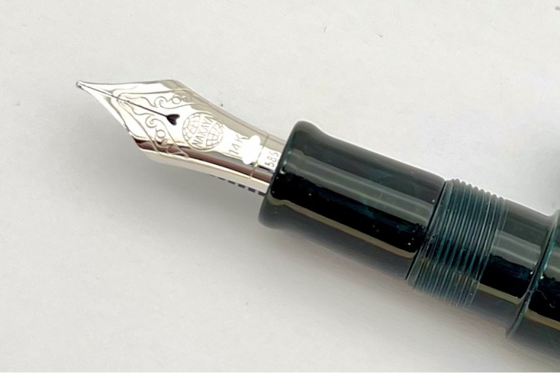Nakaya Portable Cigar Tamesukashi Ascending Dragon I Ao-Tamenuri Fountain Pen [no.16019]